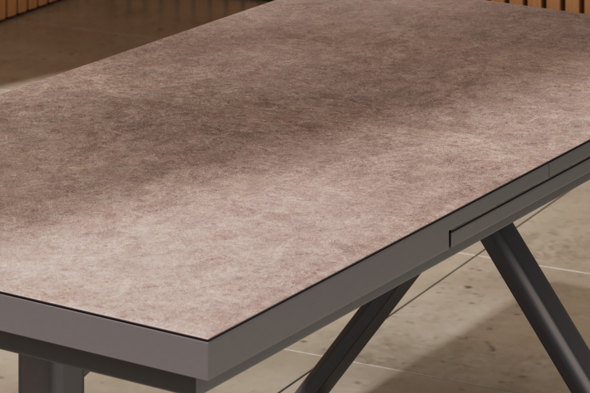 Gartentisch rechteckig Tischplatte Glas matt gehärtet Ausziehplatte Kopfauszug 