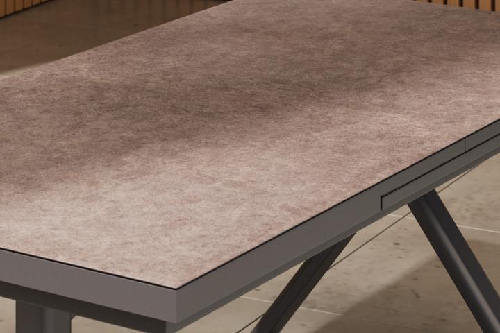 Gartentisch rechteckig Tischplatte Glas matt gehärtet Ausziehplatte Kopfauszug