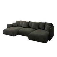 WOHNLANDSCHAFT mit Schlaffunktion und Bettkasten ONESK-U 317x177x72 Schwarz Velours - Schwarz, Holzwerkstoff/Kunststoff (317/72/177cm) - ALTDECOR