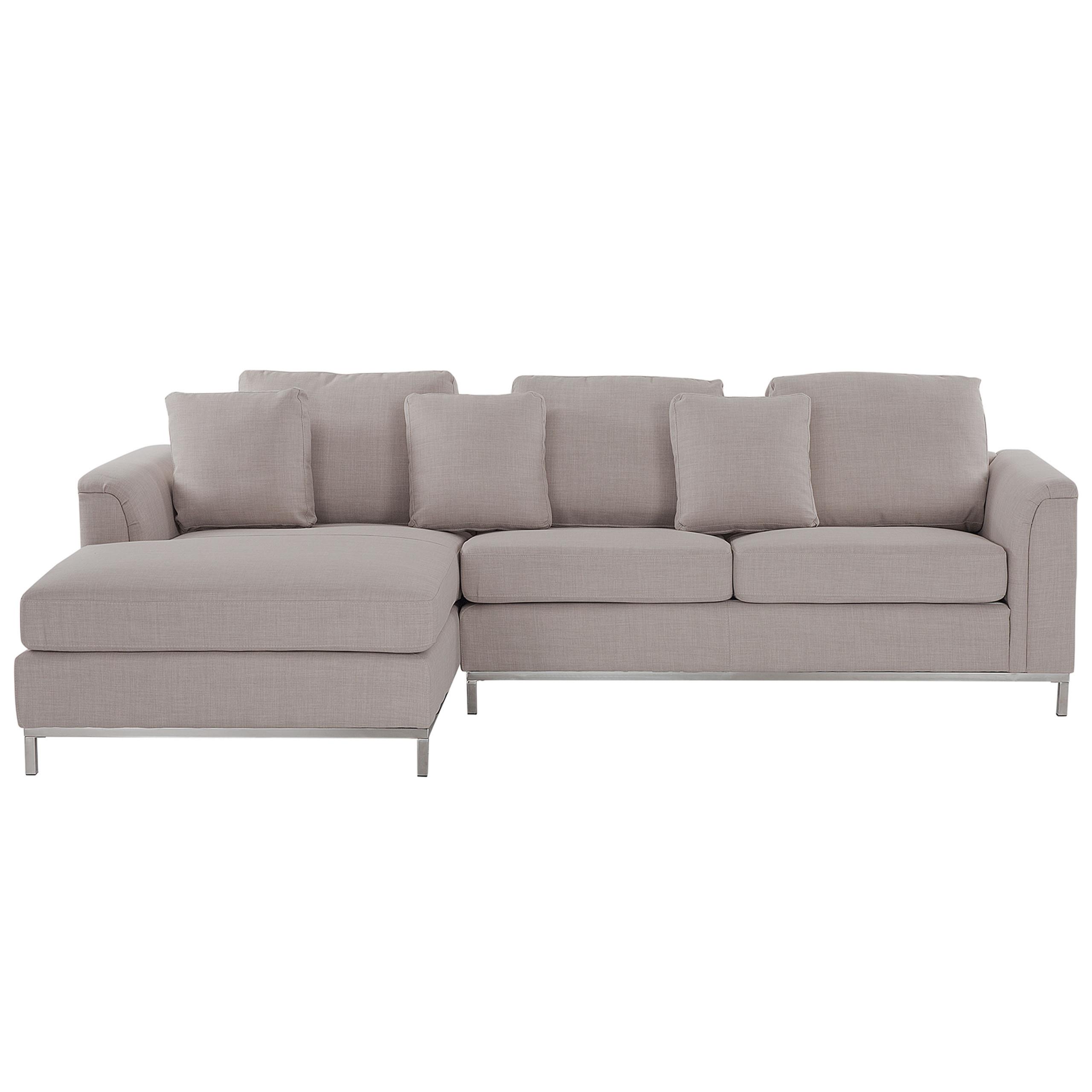 4-SITZER-ECKSOFA Polyester Beige linksseitig Oslo - Beige, Textil (270/151cm) - Beliani