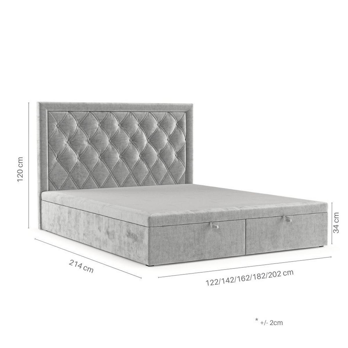 POLSTERBETT Nicobar mit Stauraum 200/200 cm Hellgrau im Lotta Stoff - Hellgrau/Schwarz, Holz/Holzwerkstoff (200/200cm) - AltaBeds