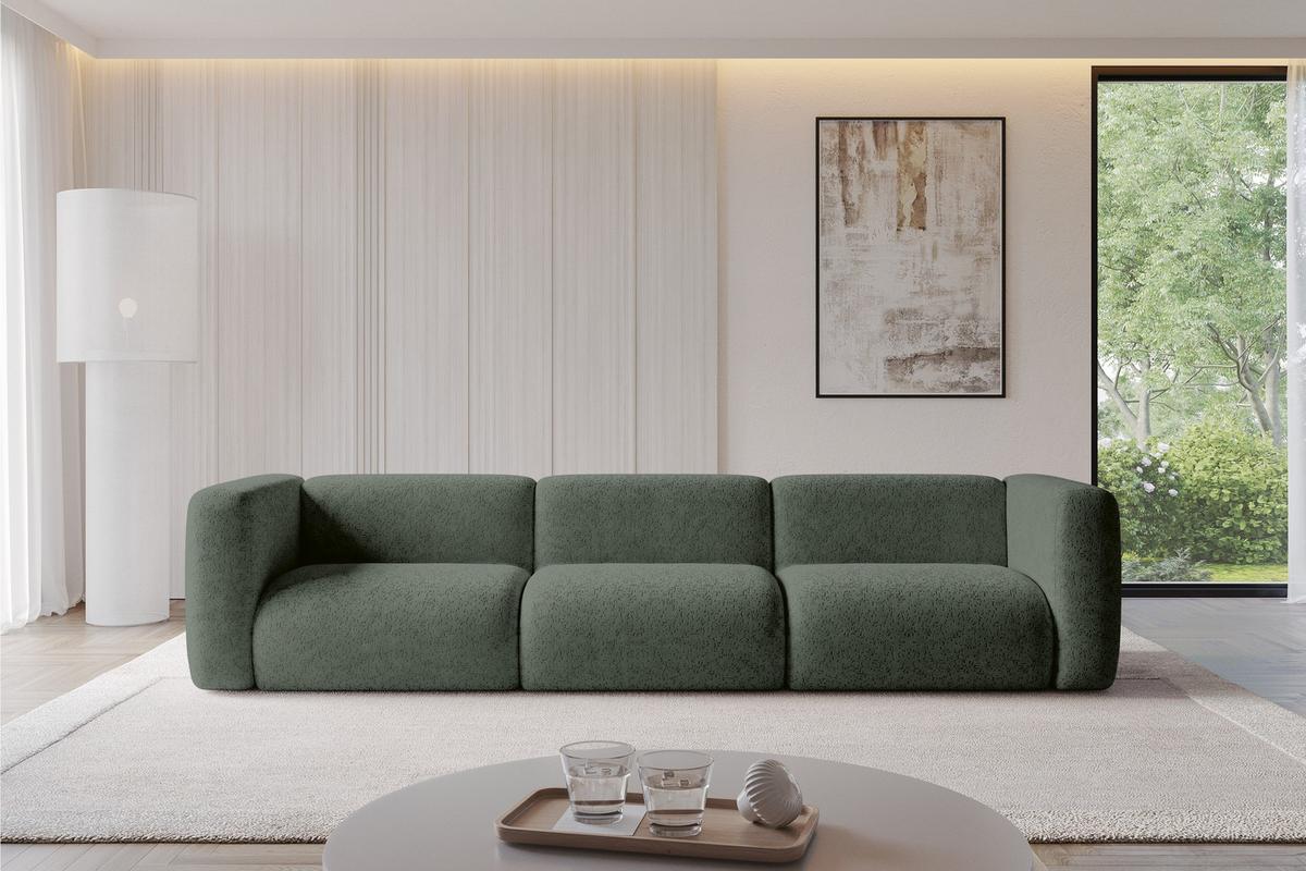 MODULARES Sofa 3-SITZER MIRA-S2 319x89x70 Grün cm Velours - Schwarz/Grün, Holzwerkstoff/Kunststoff (319/70/89cm) - ALTDECOR