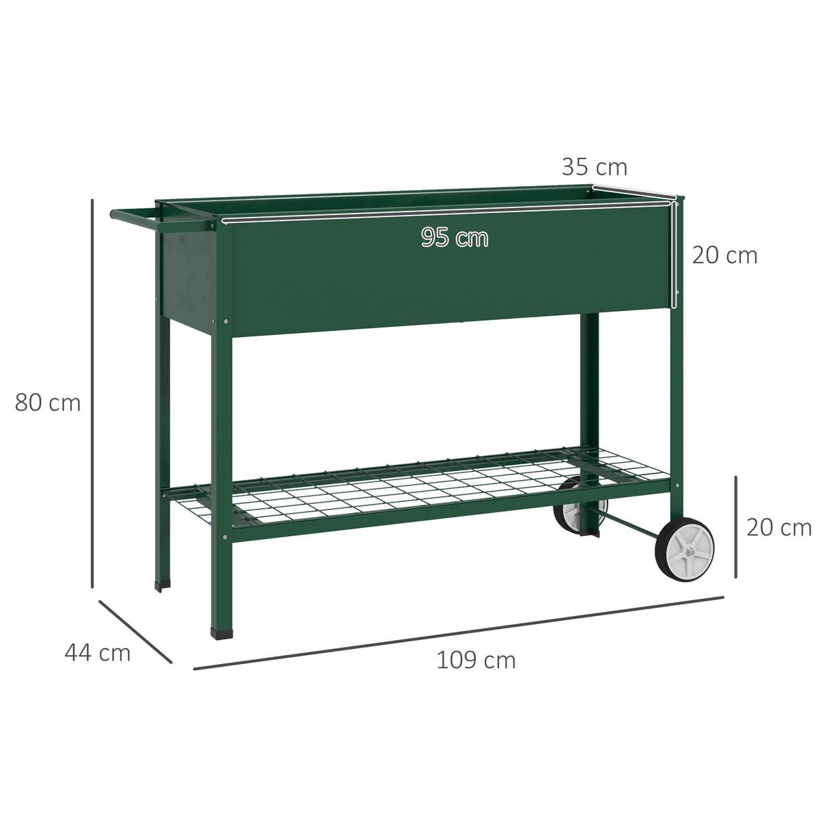 HOCHBEET, Grün, Metall, Kunststoff - Grün, Metall (44/80/109cm) - Outsunny