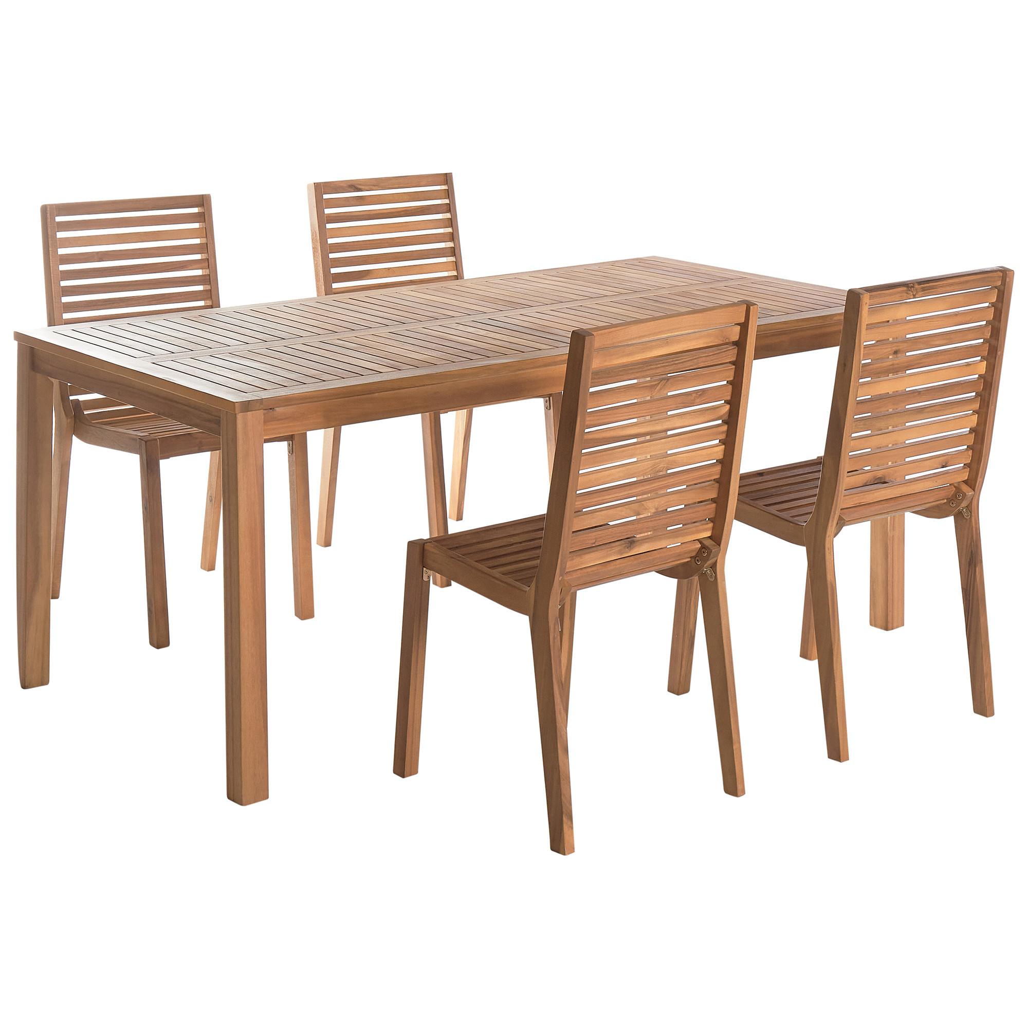 GARTENMÖBEL-SET 4-Sitzer Heller Holzfarbton Ombriano - Hellbraun, Holz - Beliani