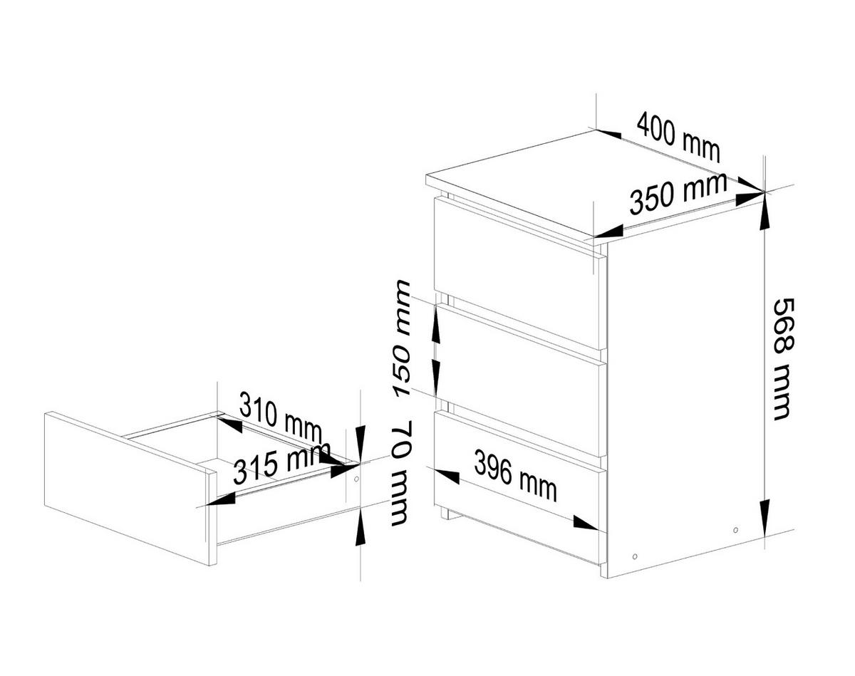KOMMODE Graphit Grau, Weiß 57/40/35 - Weiß, Holzwerkstoff (40/57/35cm) - RAUMHIRSCH FURNITURE