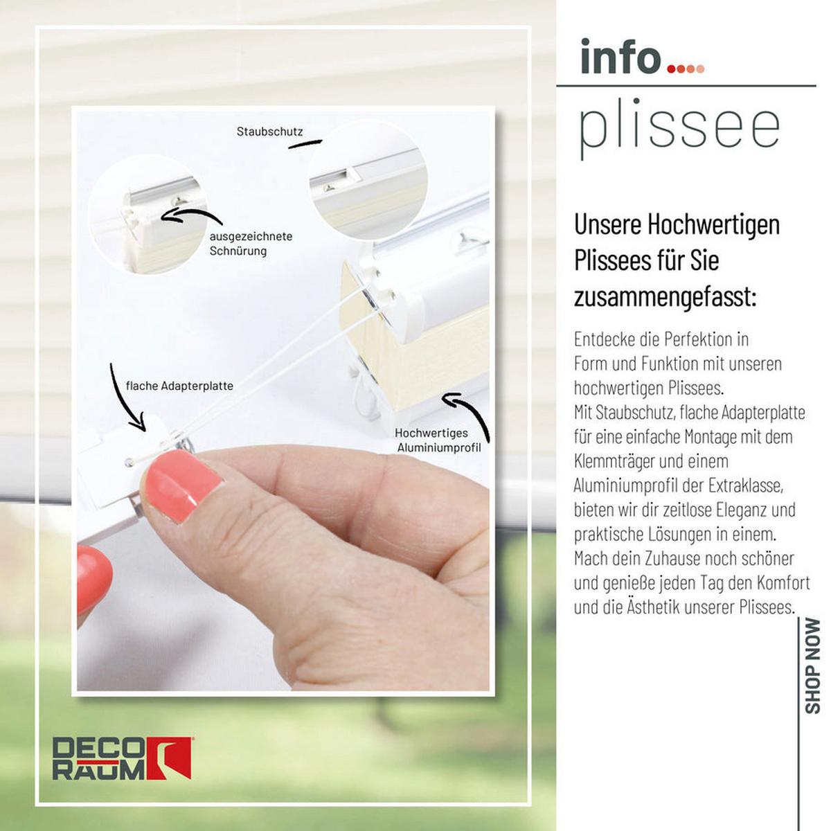 PLISSEE Basic 65 x 150cm Klemmfix ohne Bohren - Champagner, Textil (65/150cm) - Deco-Raum