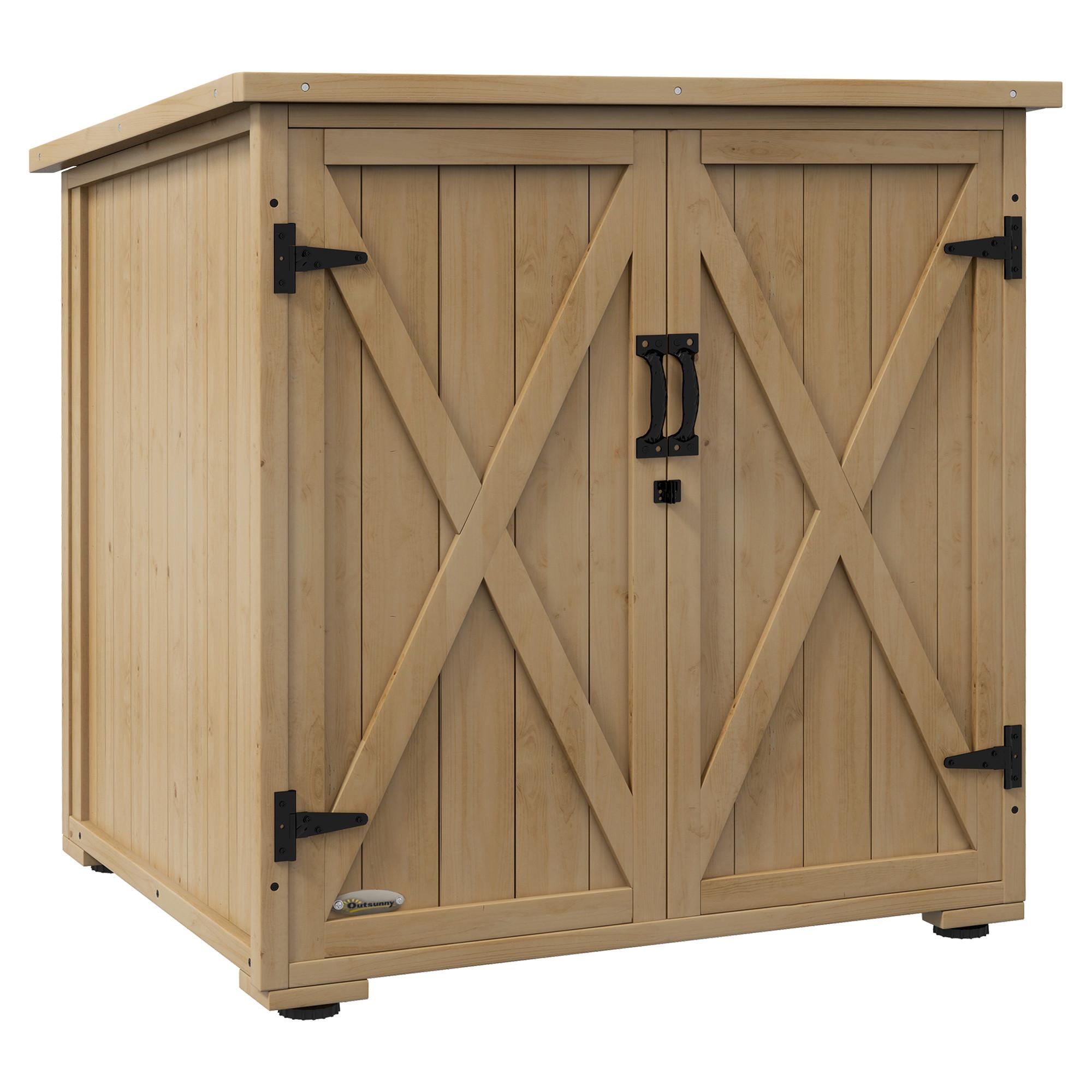 GARTENSCHUPPEN, Geräteschrank, Wetterfester Geräteschuppen mit Doppeltür Natur - Fichtefarben, Holz (88/90/77.5cm) - Outsunny