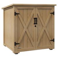 GARTENSCHUPPEN, Geräteschrank, Wetterfester Geräteschuppen mit Doppeltür Natur - Fichtefarben, Holz (88/90/77.5cm) - Outsunny