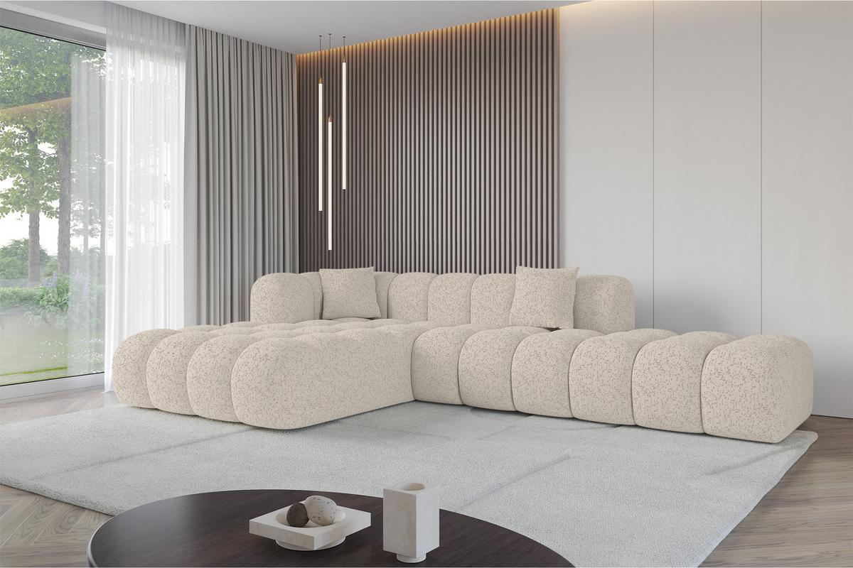 ECKSOFA Ottomane Links OLEA-L2 - 289x176x71 cm Beige - Beige/Schwarz, Holzwerkstoff/Kunststoff (289/176cm)