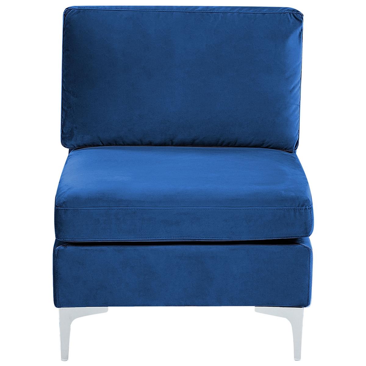 6-SITZER WOHNLANDSCHAFT U-förmig Samtstoff marineblau Evja - Blau, Textil (300/84/150cm) - Beliani