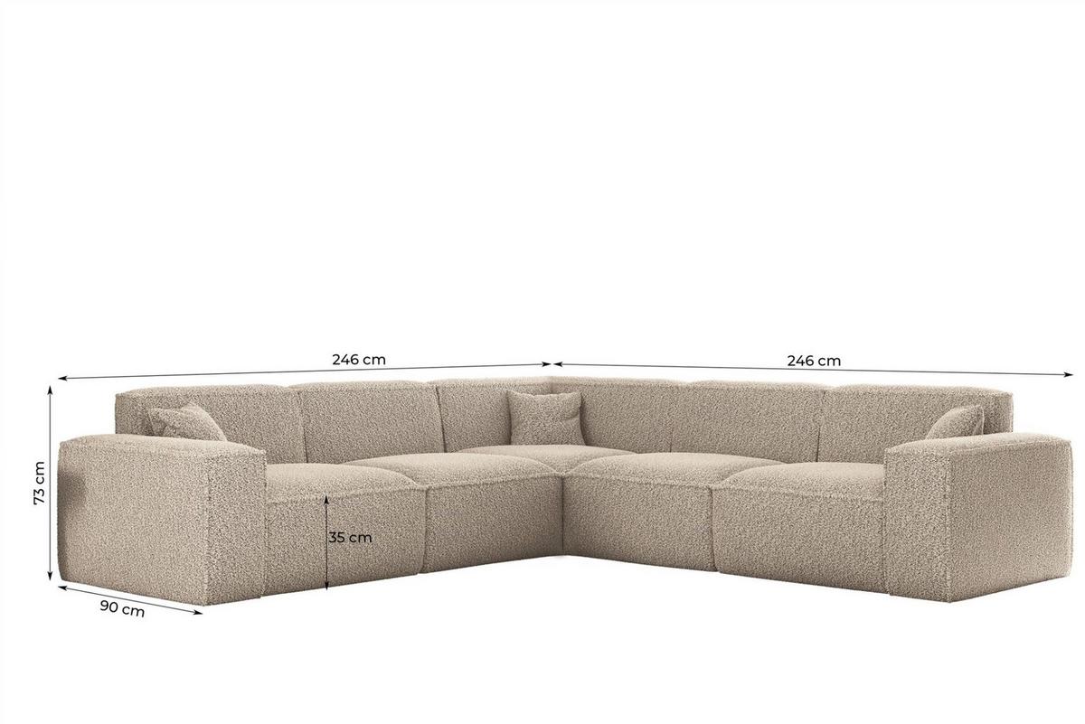 ECKSOFA Celes Premium In Sven - Rotbraun, Holzwerkstoff/Textil (246/246cm) - Fun Möbel