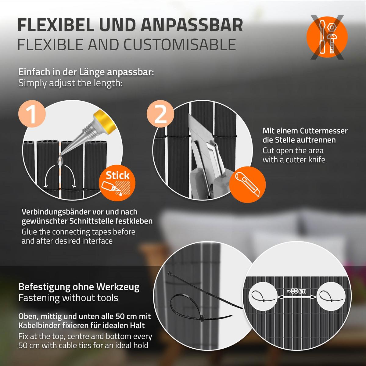 PVC SICHTSCHUTZMATTE 160 x 700 cm Anthrazit - Anthrazit, Kunststoff (700/160cm)