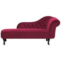 CHAISELONGUE Samtstoff burgunderrot rechtsseitig Nimes - Dunkelbraun/Rot, Textil (170/79/61cm) - Beliani