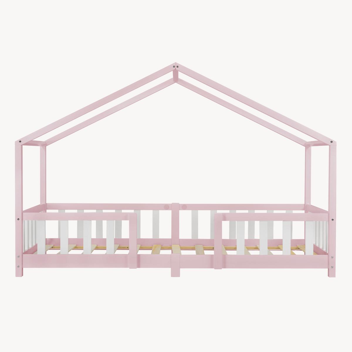 HAUSBETT Treviolo - Hellrosa/Weiß, Holz (90/200cm) - [en.casa]