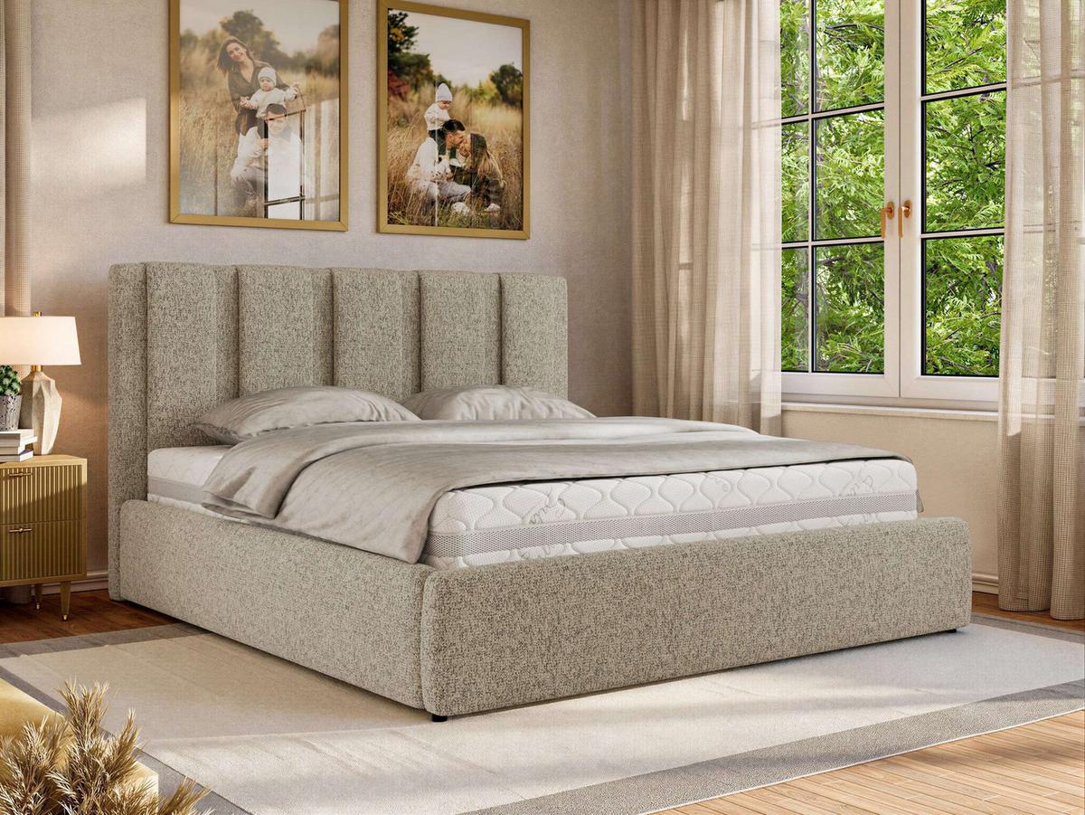 POLSTERBETT SAVINO CLASSIC 200/200 - Dunkelbeige Struktur - Multipocket-Matratze - Bronzefarben, Textil (200/200cm) - MKS