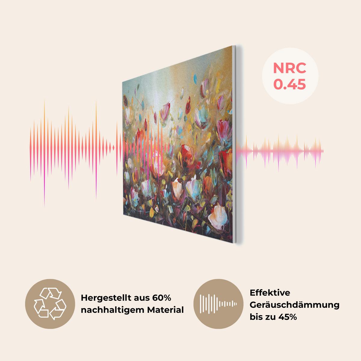 AKUSTIKBILD Blumen - Kunst - Natur - Ölgemälde Wanddeko 70x50 cm - Multicolor, Kunststoff (70/50/0.9cm) - MuchoWow