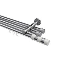 GARDINENSTANGE INNENLAUF Siteno Mavell 520 cm (geteilt in 4 x 130 cm), 3-läufig, 20 mm Ø Chrom - Chromfarben/Weiß, Metall (520cm) - INTERDECO