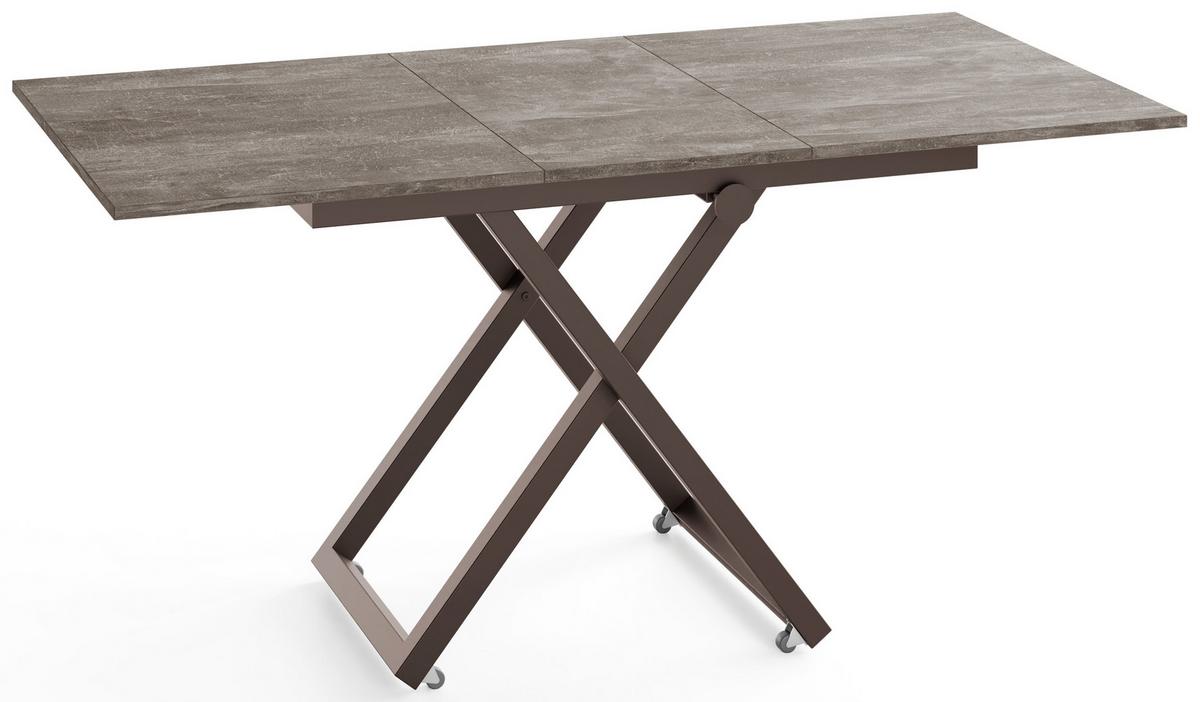 COUCHTISCH Axen höhenverstellbar ausziehbar, Beton Dunkelgrau 120-160/80/38-75 cm - Dunkelgrau/Braun, Holzwerkstoff/Metall (80/160/75cm) - WFL GROUP