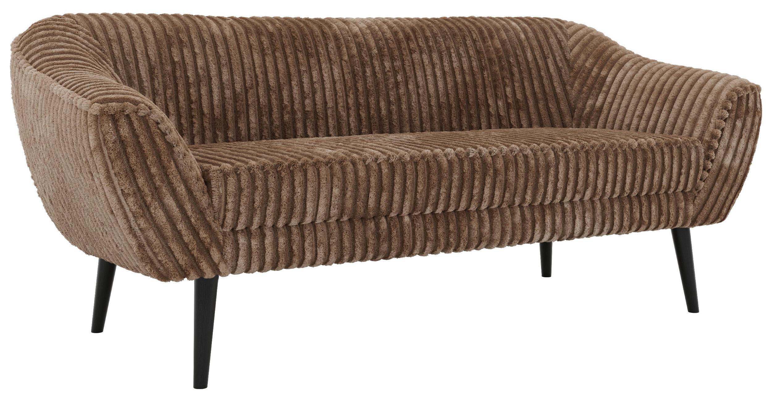 3-SITZER-SOFA PIRS - Braun Cord - Schwarze Beine - Schwarz/Braun, Holzwerkstoff/Textil (180/75/74cm) - MKS
