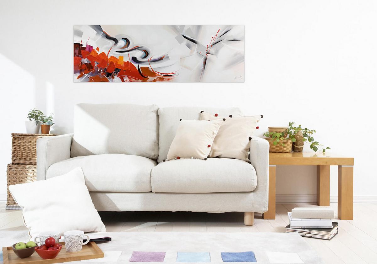 ÖLGEMÄLDE 150/50 cm - Rot/Grau, Holz/Textil (150/50cm) - KUNSTLOFT