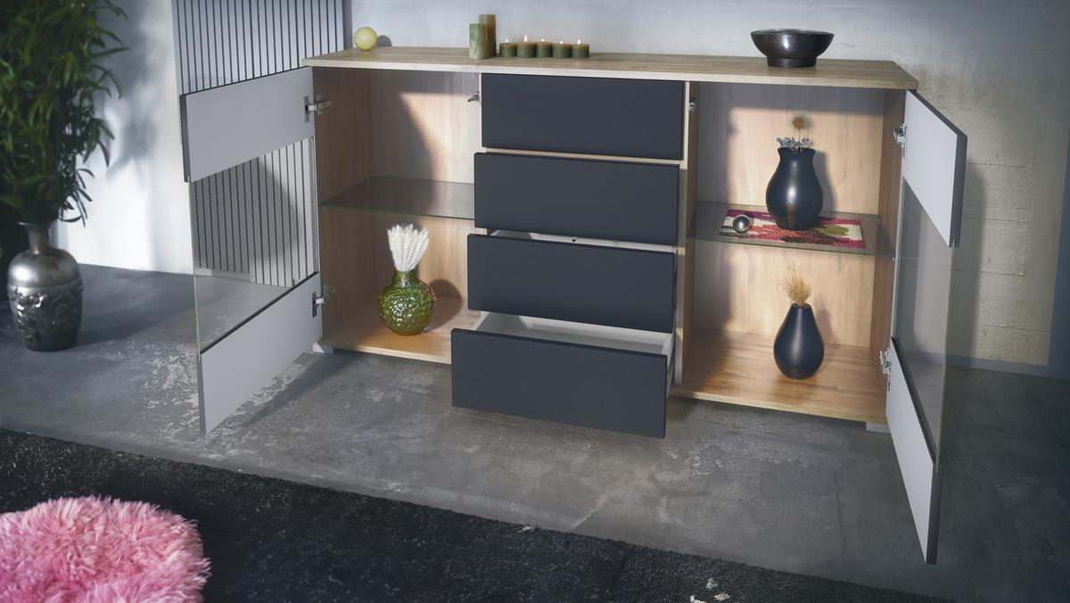 SIDEBOARD Bari Weiß Hochglanz - Weiß Hochglanz, Holzwerkstoff (138.5/75.5/35cm) - Vladon