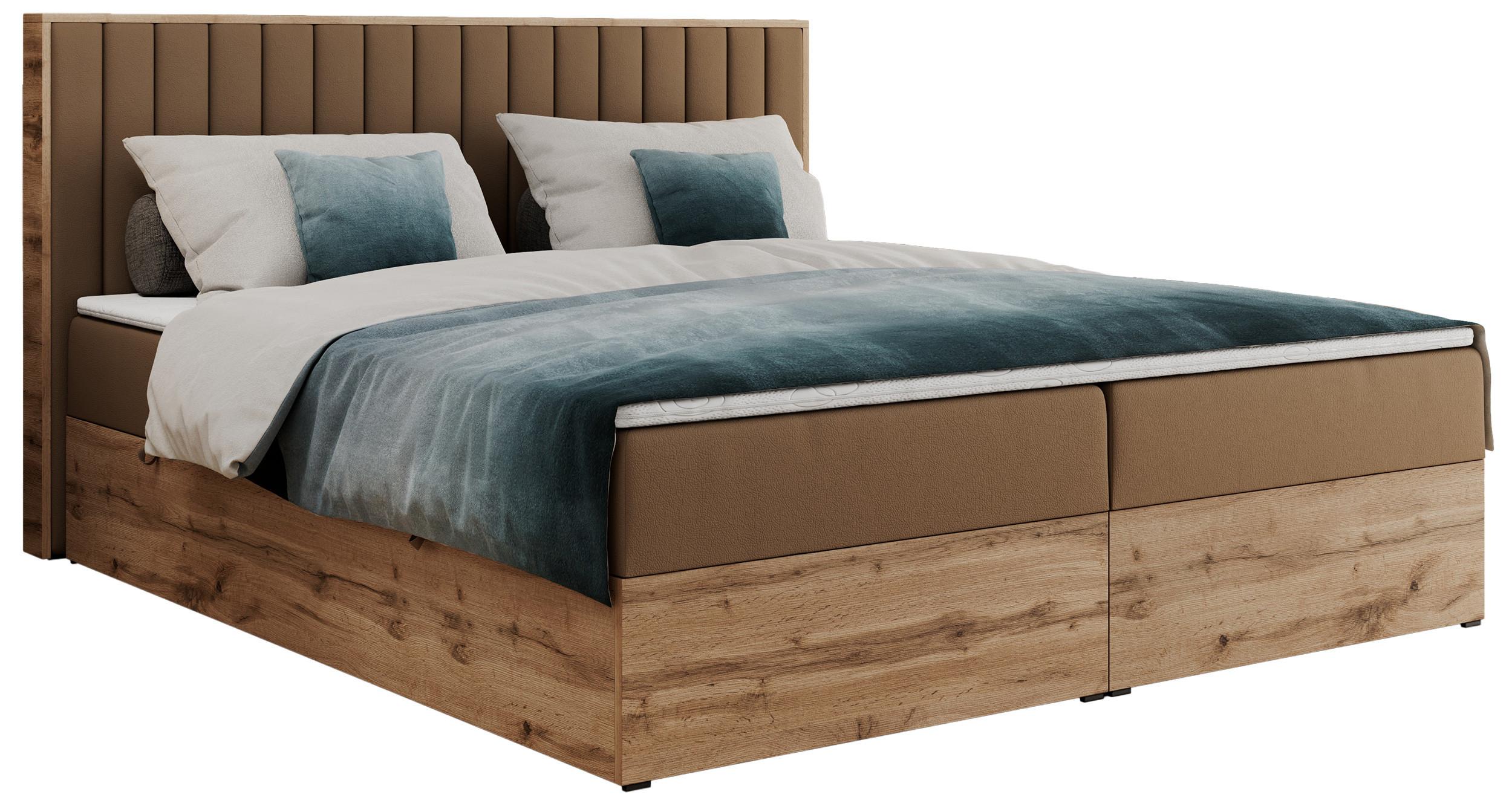 BOXBETT ALBERO 4 - 120/200 Braun Kunstleder - H3 - Braun, Holz/Textil (120/200cm) - MKS
