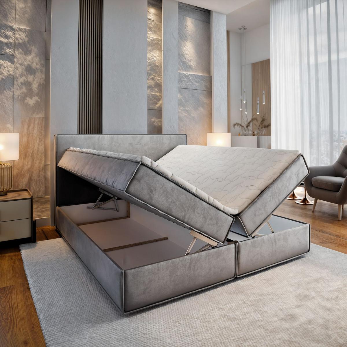 BOXBETT PELLIO 140x200 cm mit Matratze und Topper - Gelb - Gelb, Holz (140/200cm) - MASSENO