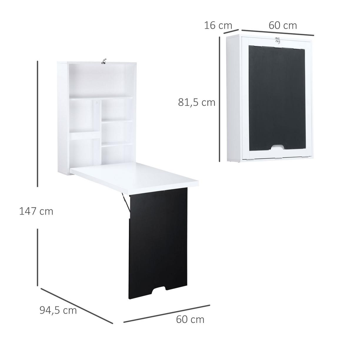 SCHREIBTISCH, MDF, Schwarz/Weiß, 60 x 94,5 x 147 cm - Weiß, Holzwerkstoff (94/5/60cm) - HOMCOM