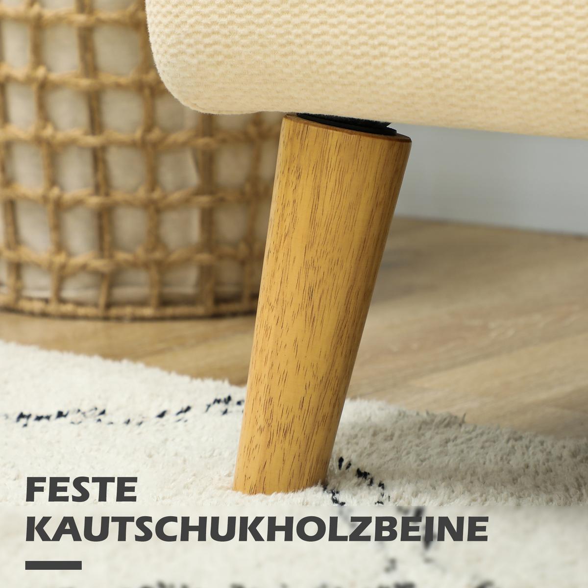 2 SITZER SOFA, 130 x 74 x 79 cm, Cremeweiß - Weiß, Textil (74/79/130cm) - HOMCOM