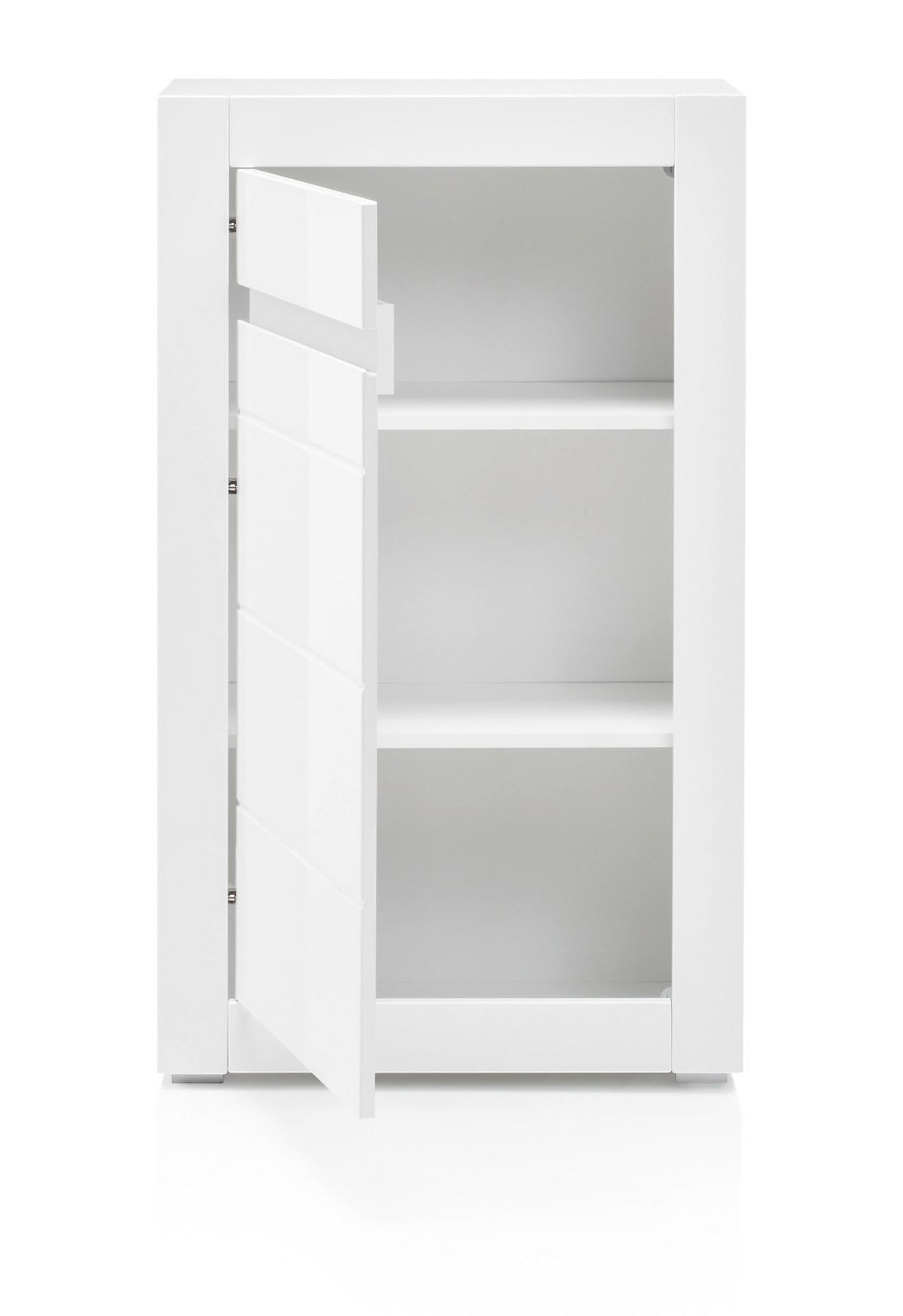 KOMMODE Hochglanz weiß Stone Design grau, 66 x 112 cm - Weiß Hochglanz/Weiß, Holzwerkstoff (66/112/35cm) - Furn.Design