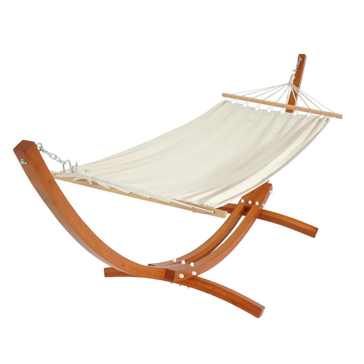 HÄNGEMATTE MIT GESTELL Braun, Cremeweiß - Braun/Weiß, Holz (320/114/98cm) - MCW