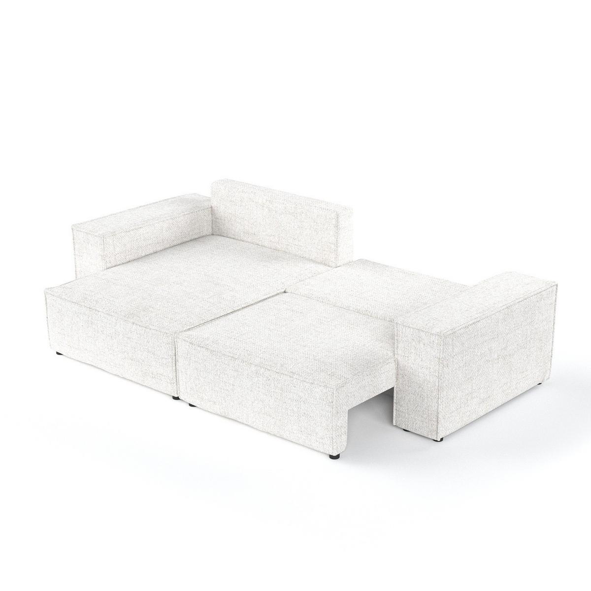 ECKSOFA CAVO mit Schlaffunktion Creme im Neve Stoff - Creme/Schwarz, Holz/Holzwerkstoff (255/148cm) - AltaBeds