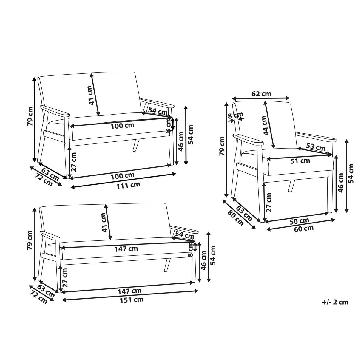 SOFA-SET 6-Sitzer Bouclé Dunkelbraun/Beige Esrum - Beige/Braun, Textil (151/79/72cm) - Beliani