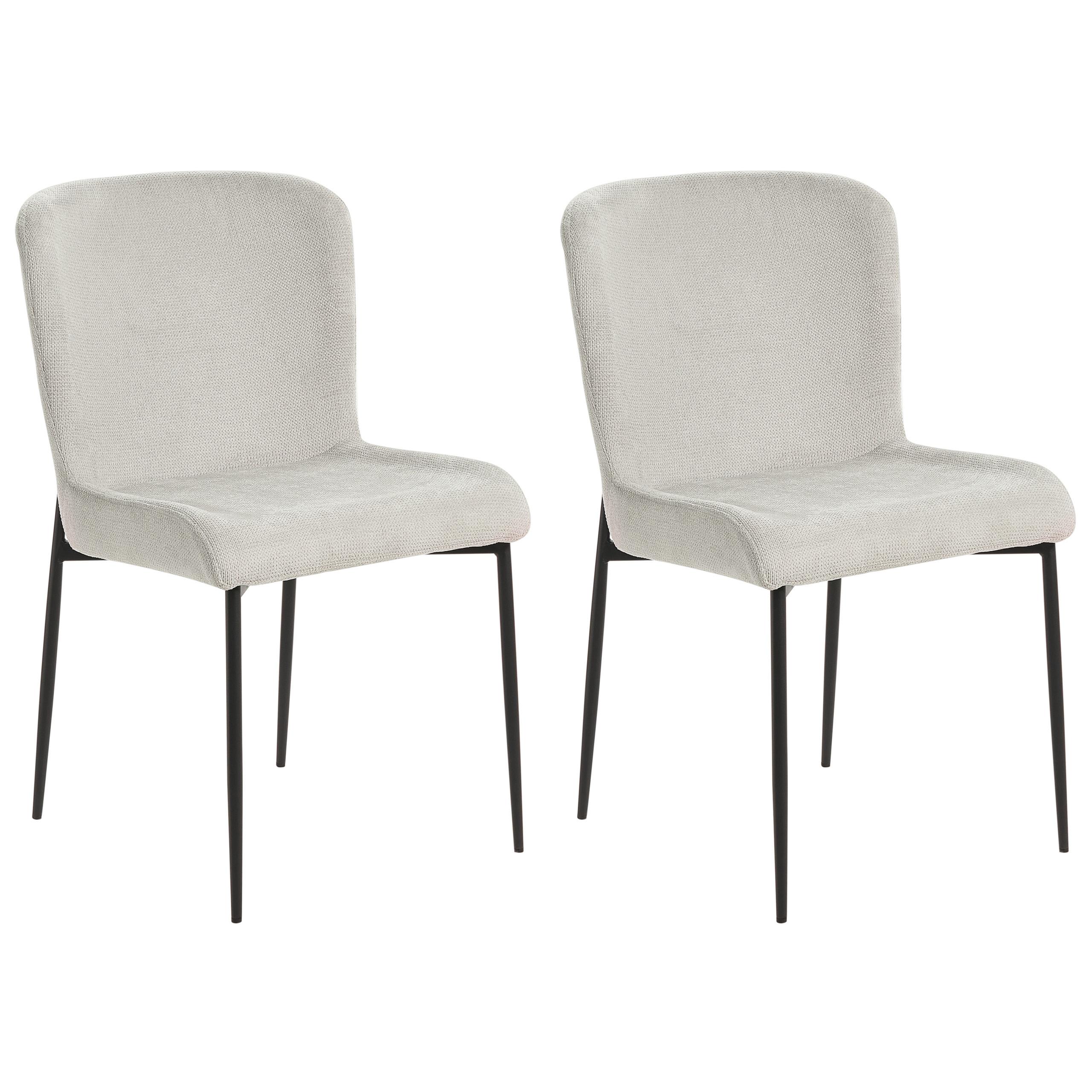 ESSZIMMERSTUHL 2er-Set Polsterbezug Grau Ada - Grau, Textil/Metall (49/82/48cm) - Beliani