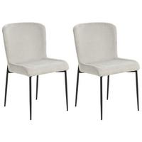 ESSZIMMERSTUHL 2er-Set Polsterbezug Grau Ada - Grau, Textil/Metall (49/82/48cm) - Beliani