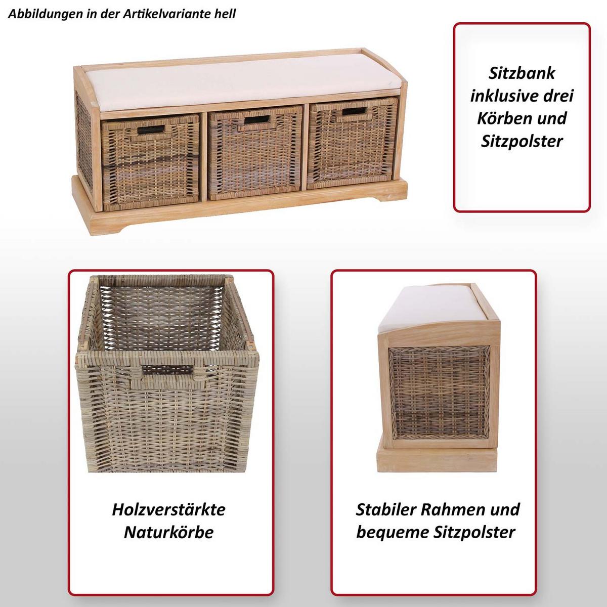 SITZBANK Beige - Beige, Holz (112/46/37cm) - MCW