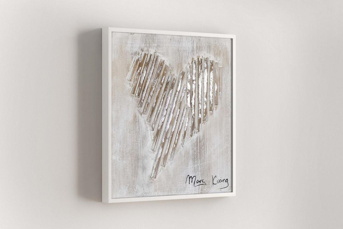 ACRYLBILD HANDGEMALT 30/30 cm - Beige/Grau, Holz/Textil (30/30cm) - KUNSTLOFT