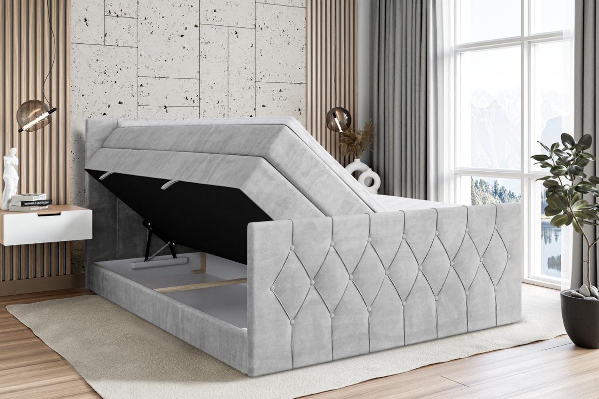BOXSPRINGBETT VELANTO-Z KING - 120 x 200 - H3/H4 - Hellgrau - Hellgrau, Holzwerkstoff (120/200cm) - ALTDECOR