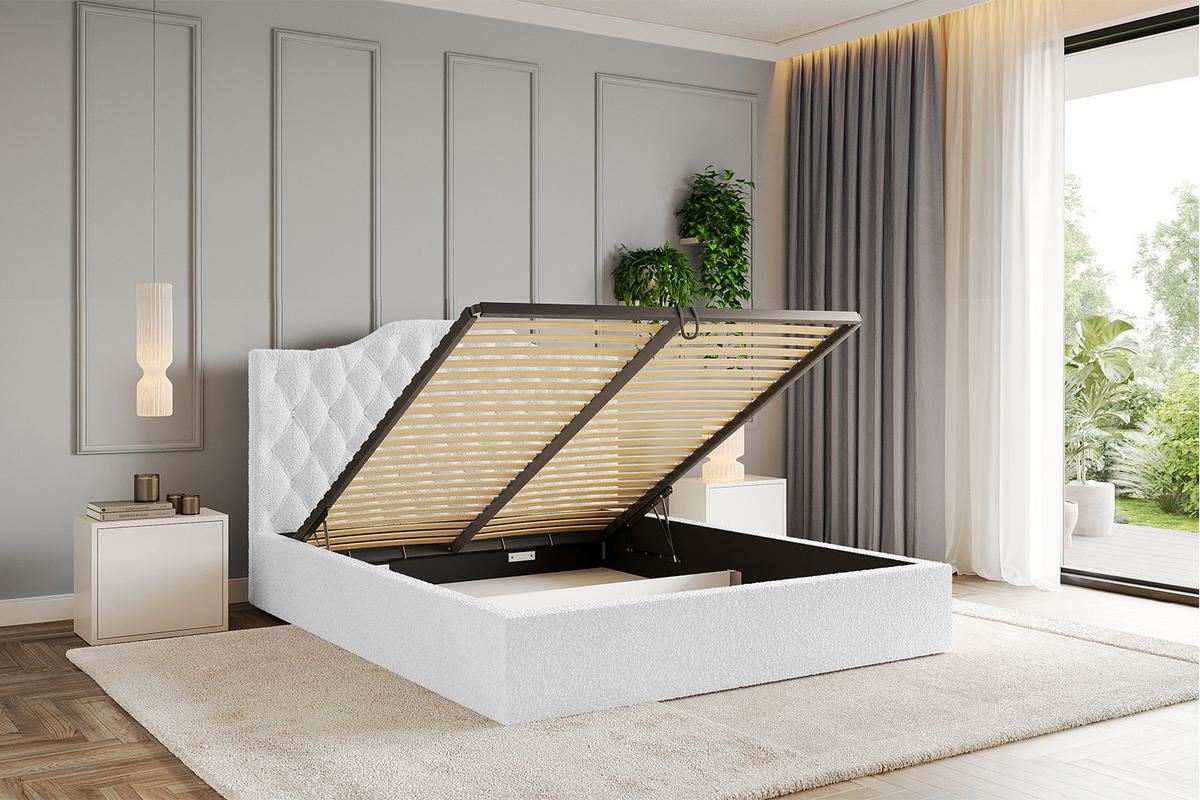 POLSTERBETT mit Bettkasten und Lattenrost, Boxbett ohne Matratze - FALIO 120x200 Weiß - Weiß, Holzwerkstoff/Textil (120/200cm) - ALTDECOR