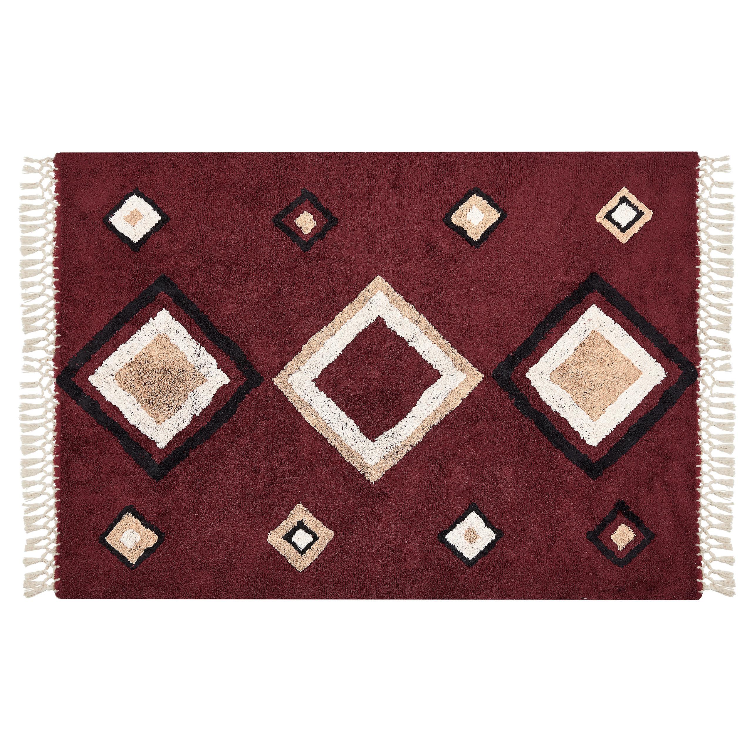 KURZFLOR-TEPPICH Siirt 200/140 cm - Rot, Textil (140/200cm) - Beliani