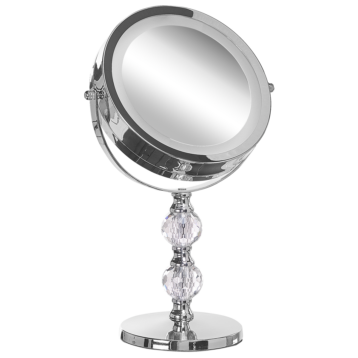KOSMETIKSPIEGEL silber mit LED-Beleuchtung 18 cm Claira - Silberfarben, Glas (18/34/13cm) - Beliani