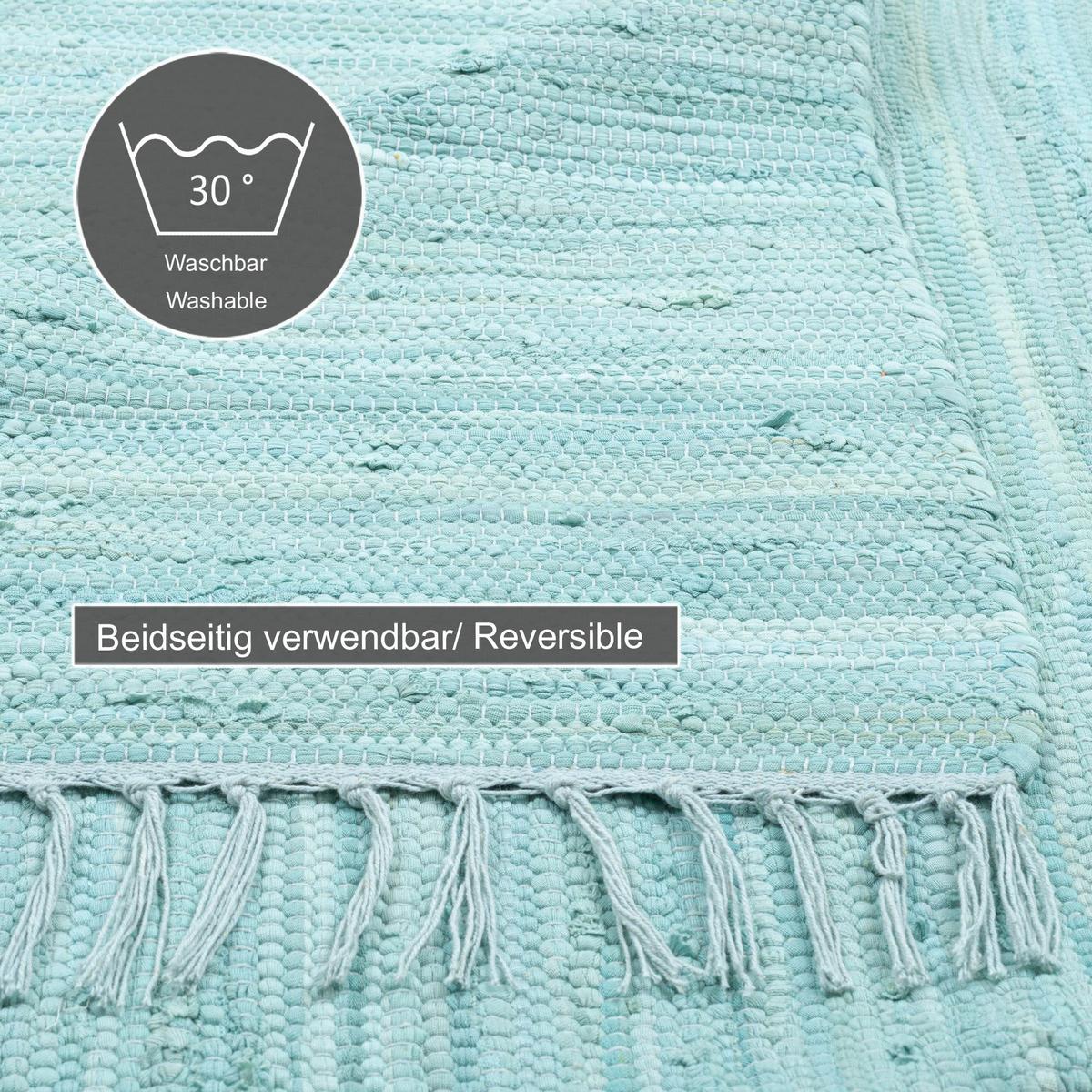 FLECKERLTEPPICH Chindi 40x60 cm - Hellblau, Textil (40/60cm) - Rug and Roll