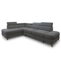 ECKSOFA AVISE Q L-S Grau Boucle-Stoff mit Schlaffunktion - Grau, Holzwerkstoff/Textil (268/195cm) - MASSENO