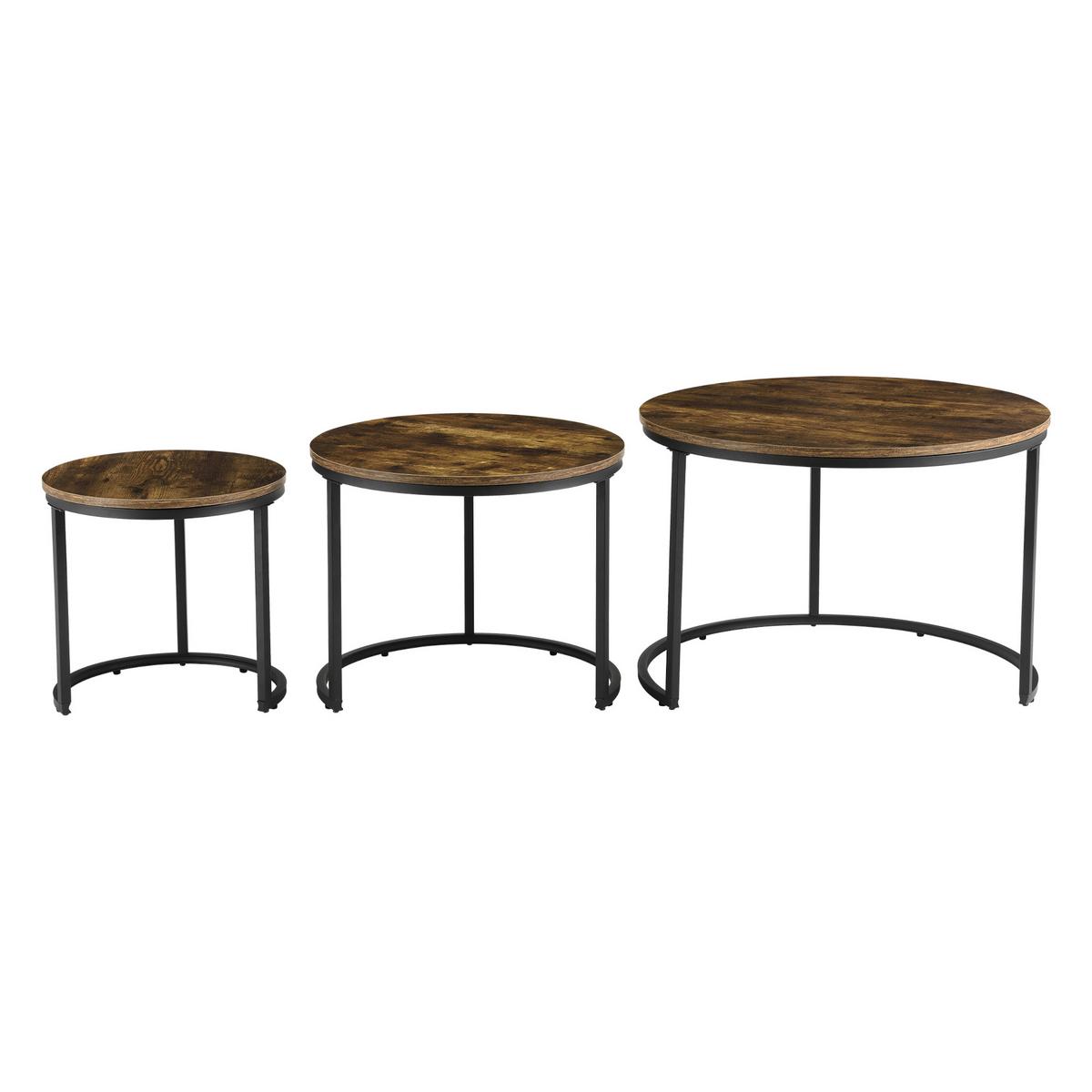 COUCHTISCH SET Arvidsjaur SET 3-teilig 78/78/55 - Braun, Holzwerkstoff (78/78/55cm) - [en.casa]
