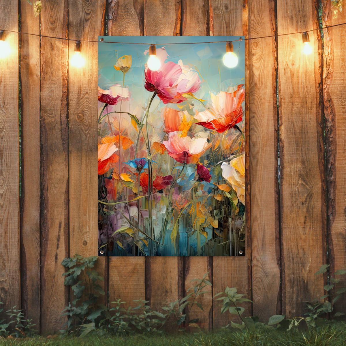 GARTENPOSTER Blumen - Aquarell - Kunst - Botanisch - Natur Outdoor Bilder 80x120 cm - Orange, Kunststoff (80/120/0.2cm) - OnlyWow