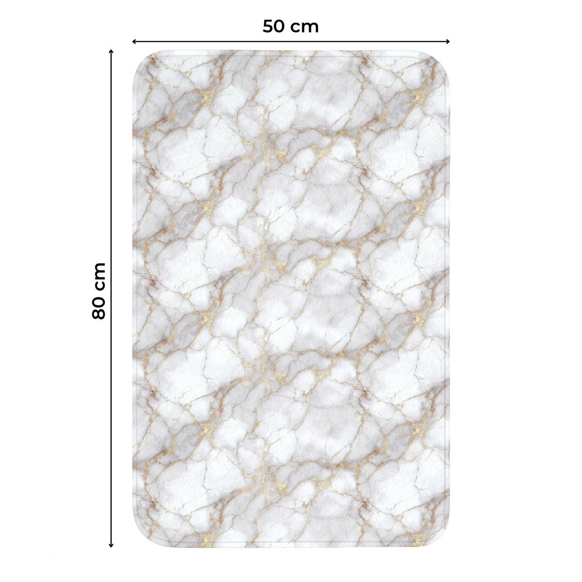 WC-VORLEGER Weiß - Gold - Marmor - Grau WC Teppich 50x80 cm - Weiß, Textil (50/1cm) - OnlyWow