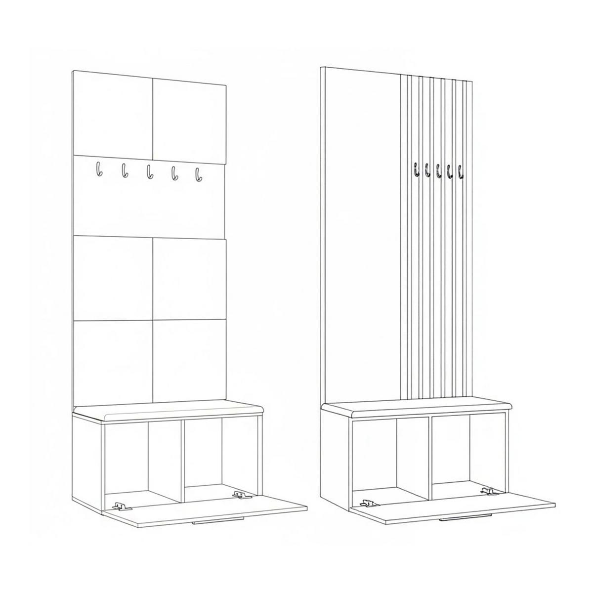 GARDEROBENSCHRANK MODULO 161,2/204/40 cm Modern Garderobe-Set Weiß - Weiß/Grau, Holzwerkstoff (161.2/204/40cm) - MASSENO