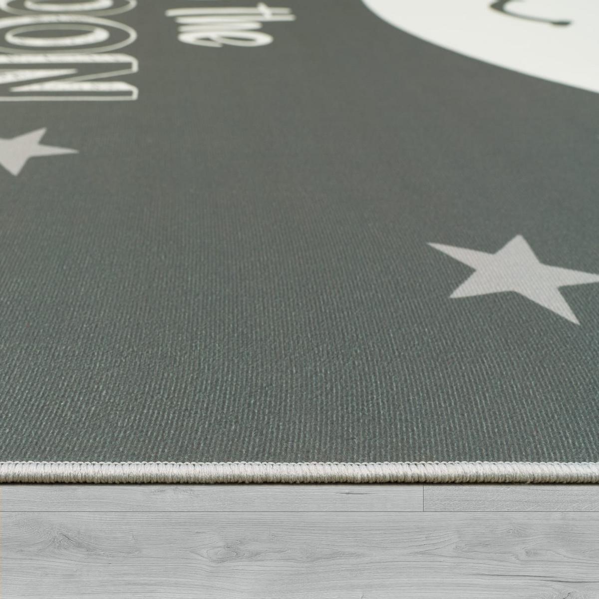 KINDERTEPPICH, mit Mond-Motiv, Grau, 80 x 150 cm - Grau, Textil (150/80cm) - KADIMA DESIGN