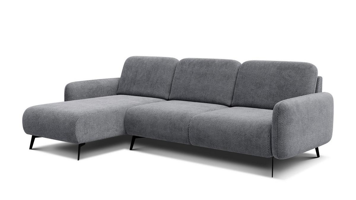 ECKSOFA FEBE 4-Sitzer links, grau - Schwarz/Grau, Holz/Textil (264/157cm) - Wozimo