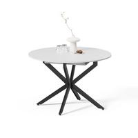 ESSTISCH Firenze Weiß/Schwarz 120 x 120 cm ausziehbar - Schwarz/Weiß, Holzwerkstoff (120/120/76.5cm) - Livinity®